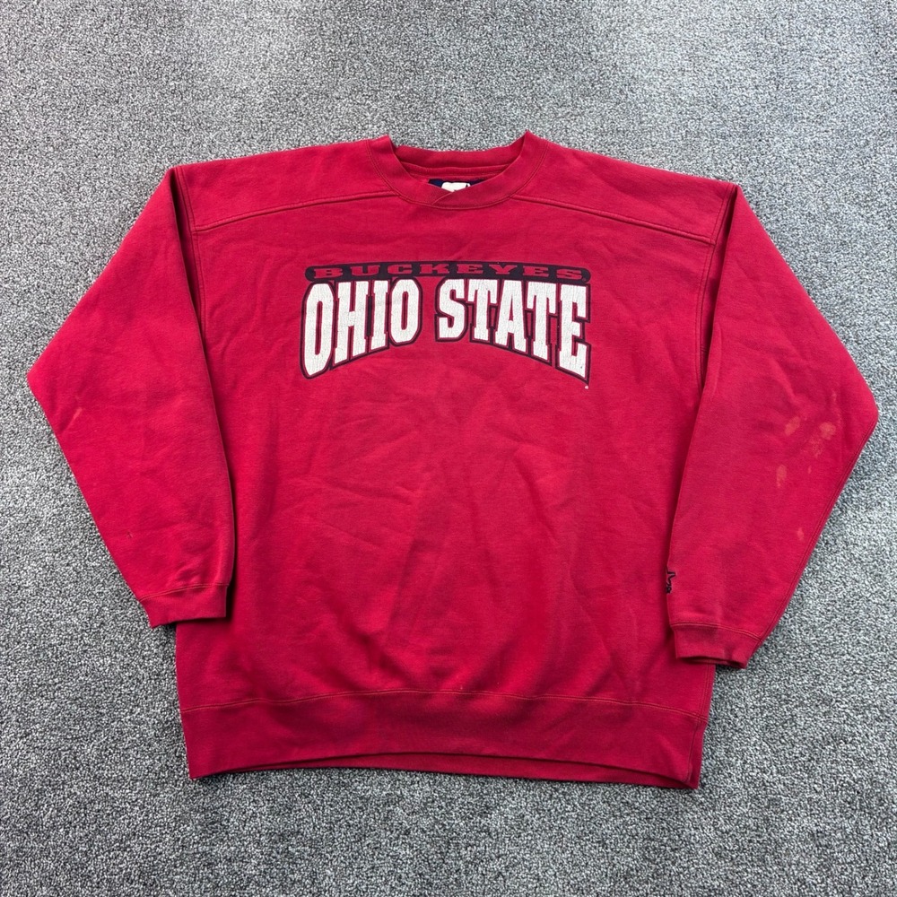 Vintage Ohio State Buckeyes Sweatshirt Mens XL Red Cotton Blend Brutus Starter